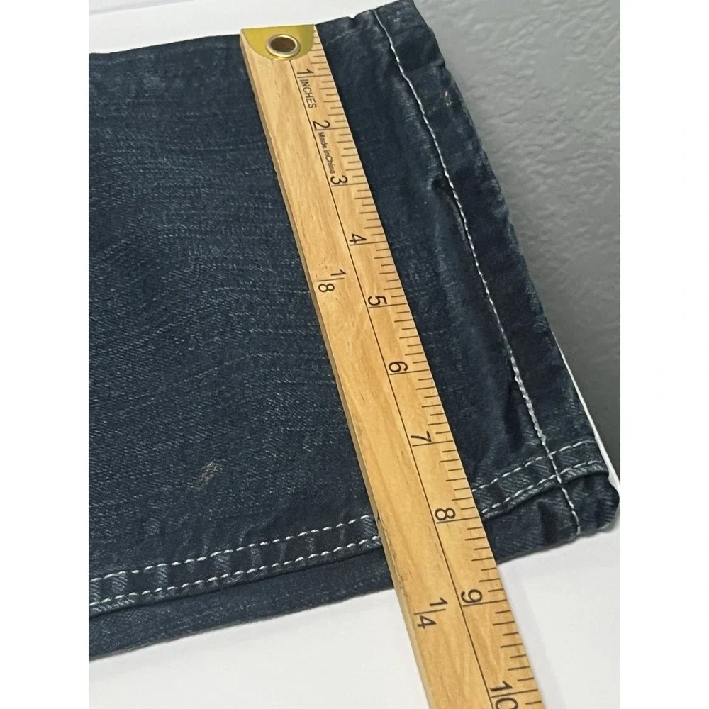 Levis 505 Jeans Mens 34X29 Blue Straight Leg Distressed Dark Wash 5 Pocket Denim